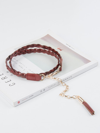 スタイリッシュなベルト 牛革編み込みドレスシャツベルト フリンジ付き