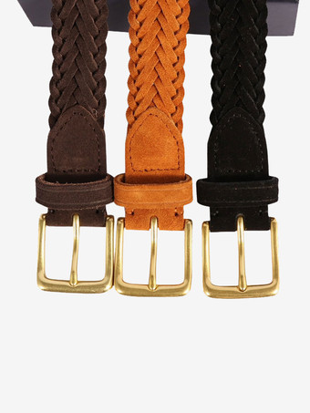 編み込みレザーベルト ダメージ加工 レトロ レディースベルト バックル付き