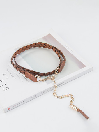 スタイリッシュなベルト 牛革編み込みドレスシャツベルト フリンジ付き