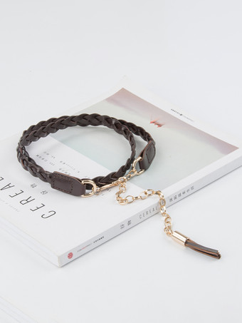 スタイリッシュなベルト 牛革編み込みドレスシャツベルト フリンジ付き