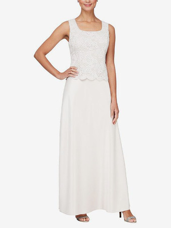 ブライダルマザードレス スクエアネック 長袖 Aライン レース ゲストドレス 結婚式用