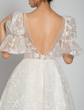 ショート ウェディングドレス 2025年 Vネック ノースリーブ Aライン ブライダルドレス 自由なカスタマイズ