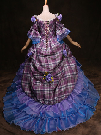中世 ドレス 女性用 プリンセス 貴族ドレス ロイヤパープル 七分袖 ロココ調 祝日 レトロ ヨーロッパ 宮廷風 中世 ドレス・貴族ドレス