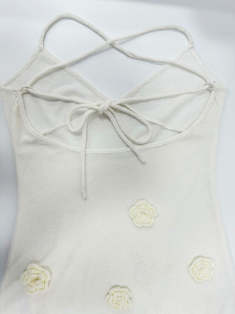 ボディコンドレス 3Dフラワースパゲッティストラップホルターバックレスバケーションマキシドレス