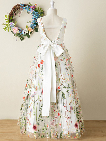 ウェディング フラワーガールドレス 特別な日のドレス アイボリー ノースリーブ