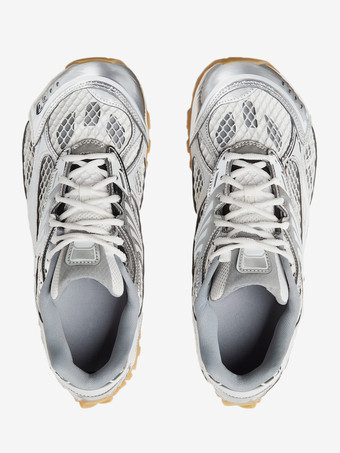 Silver Women's Sneakers Round Toe Lace Up Patchwork Sport Sneakers