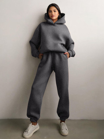 ダークグレー パンツ セット コーヒー ブラウン フィールド ポリエステル アスレチック 2 点セット