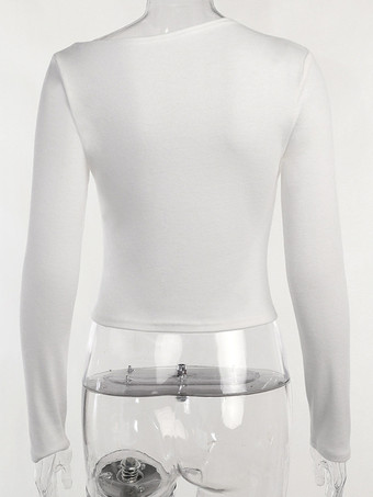 女性のためのセクシーなレイヤリングトップジュエルネック長袖プリーツアンダーシャツ