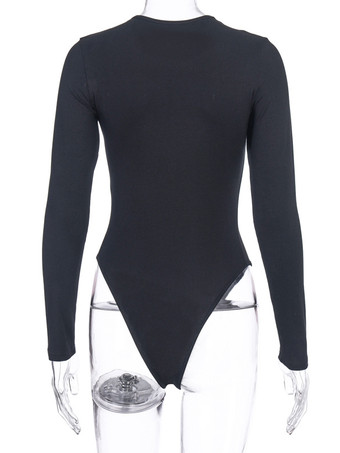 ボディスーツライトアプリコットロングスリーブパイピングストレッチノッチネックラインセクシーコットントップス女性用