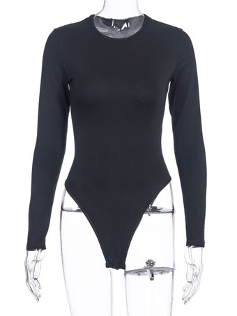 ボディスーツライトアプリコットロングスリーブパイピングストレッチノッチネックラインセクシーコットントップス女性用