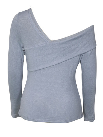 女性用バーガンディ レイヤリング トップ 長袖 ワンショルダー クロスオーバー アンダーシャツ