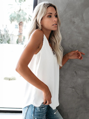 女性用ブラックTシャツノースリーブポリエステルジュエルネックポリエステルサマートップス