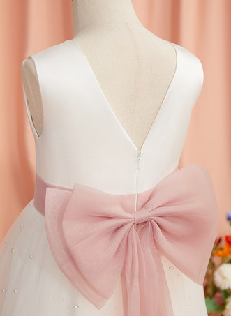 ウェディング フラワーガールドレス 特別な日のドレス アイボリー ノースリーブ サッシュ