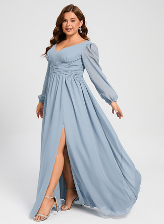 ブライズメイドドレス Aライン フロアレングス ジッパー シフォン フォーマルガウン