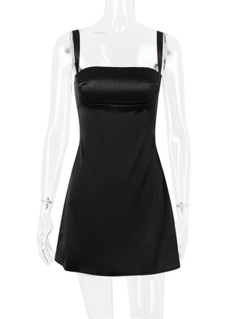 ソフトピンクのボディコンドレス、スクエアネック、ストラップ、バックレス、ジッパー、セクシー、パーティーミニドレス 2025