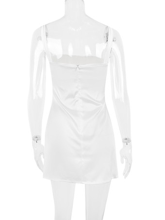 ソフトピンクのボディコンドレス、スクエアネック、ストラップ、バックレス、ジッパー、セクシー、パーティーミニドレス 2025