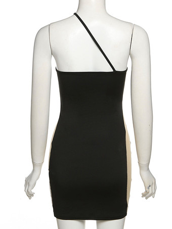 センシュアルなボディコンドレス ワンショルダー イリュージョン クラブ ナイトアウト ミニドレス