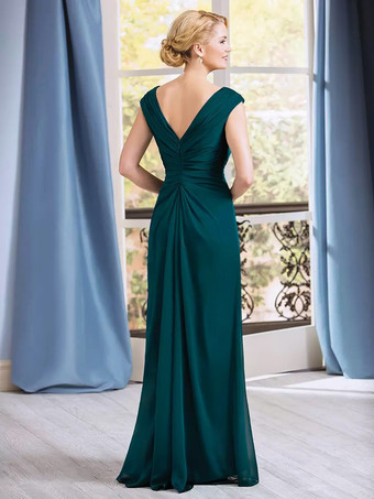 ブライダルマザードレス Vネック ノースリーブ Aライン プリーツ フロアレングス ウェディングゲストドレス