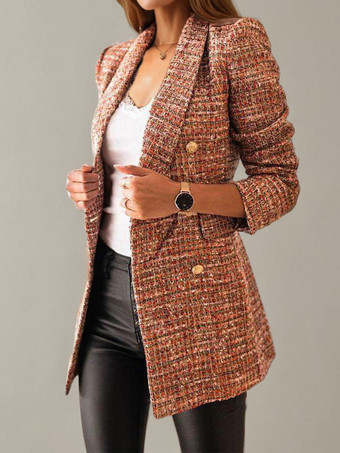 Blazer Femme avec Manches Longues à Col Revers avec Boutons Imprimés
