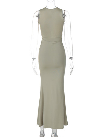 クラブドレス ジュエルネック セクシー レースアップ ノースリーブ ポリエステル カップレス グリーン セクシードレス