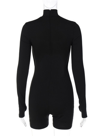 クラブジャンプスーツ セクシーなポリエステル 長袖 ジュエルネック ジッパー 大人のクラブウェア