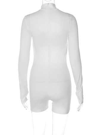 クラブジャンプスーツ セクシーなポリエステル 長袖 ジュエルネック ジッパー 大人のクラブウェア