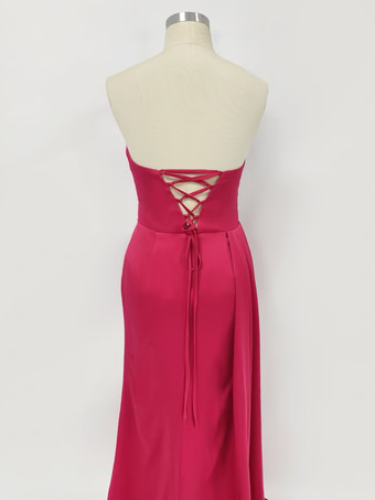 イブニングドレス マーメイド Vネック サテン生地 トレーン付き フォーマル パーティードレス