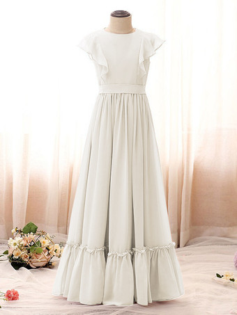 アイボリーアイボリー スイート ノースリーブ サッシュ フラワー ガール ドレス ディナー ドレス