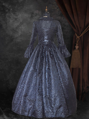 ブラック ゴールド レトロ コスチューム レディース 花柄 マリー アントワネット コスチューム レースアップ サテン生地 セット ドレス チョーカー ゴシック 18世紀 コスチューム