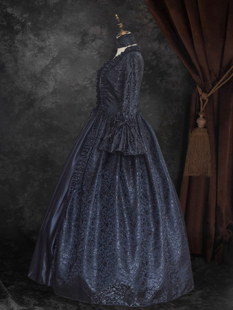 ブラック ゴールド レトロ コスチューム レディース 花柄 マリー アントワネット コスチューム レースアップ サテン生地 セット ドレス チョーカー ゴシック 18世紀 コスチューム