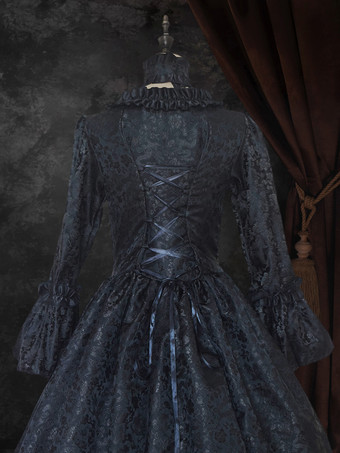 ブラック ゴールド レトロ コスチューム レディース 花柄 マリー アントワネット コスチューム レースアップ サテン生地 セット ドレス チョーカー ゴシック 18世紀 コスチューム