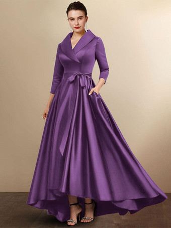 プラムブライダルマザードレス七分袖 Aラインサッシュ ウェディングゲストドレス 自由なカスタマイズ