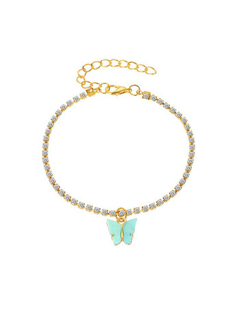 ブルー アンクレット ラインストーン バタフライ ビキニ バケーション アンクル ブレスレット