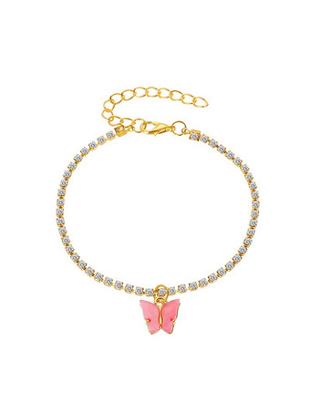 パープル アンクレット ラインストーン バタフライ ビキニ バケーション アンクル ブレスレット