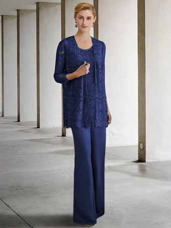 ロイヤルブルーブライダルマザードレス ジュエルネック 3/4丈スリーブ Aライン ゲストドレス 結婚式用