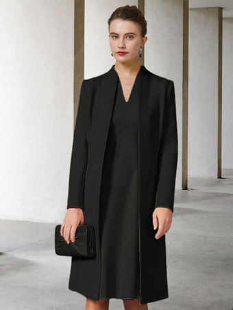 ブラック花嫁の母親のためのパーティードレス Vネック 長袖 Aライン 結婚式用ゲストドレス 無料カスタマイズ