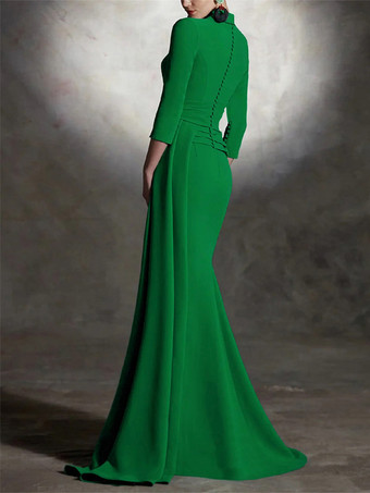 ブライダルマザードレス Vネック 3/4丈 袖マーメイド プリーツ マキシレングス ゲストドレス 結婚式用