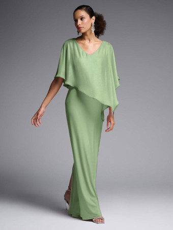 SageBridal Mother Dress Jewel Neck Half Sleeves A-Line Split Front Floor-Length Wedding Guest Dresses