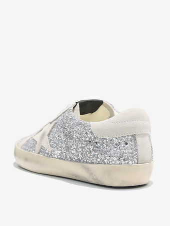 Women's Sneakers Silver Sequined Round Toe Lace Up Skate Shoes