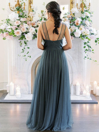 ブライドメイドドレスAラインスウィートハートネックノースリーブフロアレングスシングルスレッドチュールグリーンウェディングパーティードレス