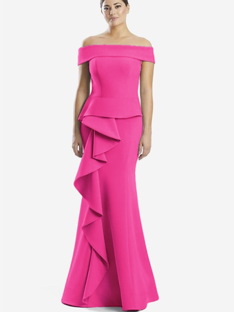 バービーマザードレス オフショルダー ノースリーブ マーメイドフリル 結婚式のゲストドレス