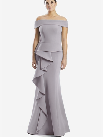 グレイマザードレス オフショルダー ノースリーブ マーメイドフリル 結婚式のゲストドレス