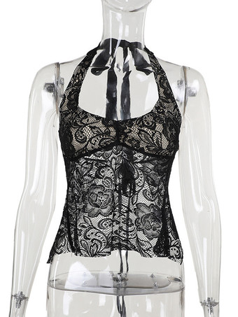 クラブウェア トップス トレンディ ホルター レース ノースリーブ バックレス レース