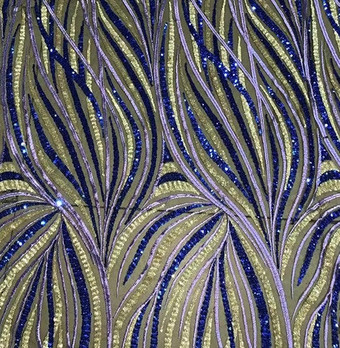 Blu Multicolor stampa Mesh Raso Prom Dress   Abiti per Ospiti di Matrimonio