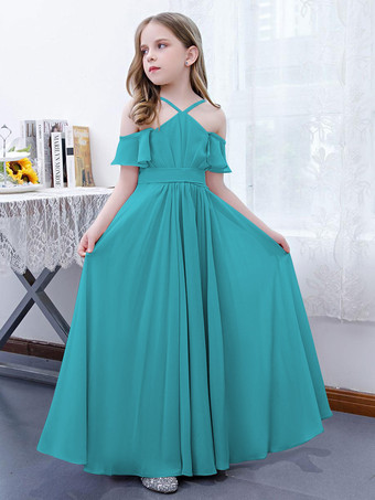 SarcelleRobe cortège enfant robe cérémonie fille à bretelle zip sur dos jupe plissée
