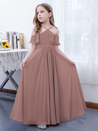 Cameo RoseRobe cortège enfant robe cérémonie fille à bretelle zip sur dos jupe plissée