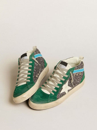 Baskets de skate à paillettes à bout rond et lacets montants pour femmes