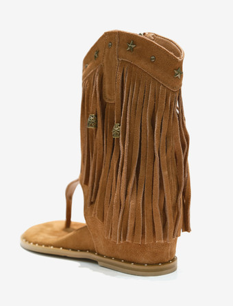 Sandales plates Boho tongs bottines Bohomia avec glands