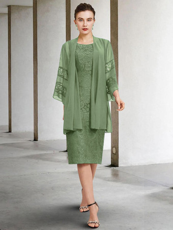 セージグリーン花嫁の母のためのパーティー ドレス ジュエル ネック ノースリーブ A ライン レース ウェディング ゲスト ドレス 自由なカスタマイズ