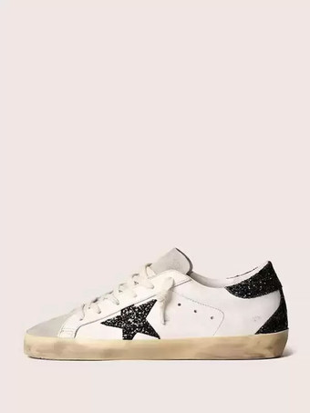 Schwarz  Herren-Sneaker mit runder Zehenpartie und Schnürung Start-Print Glitzer Fersenlasche